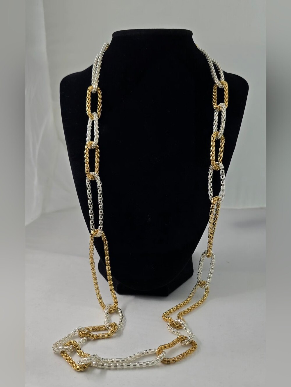 Two-Tone Gold & Silver Mesh Link Necklace